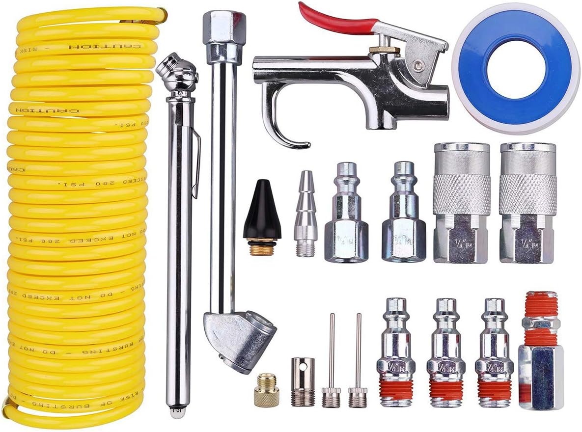 20 PCS Air Compressor Accessory Kit, Dust Removing Blow Gun with Air Compressor Tool and Nozzle Accessories Kit