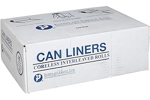 Inteplast Group S434812N 48 Length x 43 Width x 12 Mic Thickness Natural Color HDPE Commercial Coreless Institutional Trash Can Liner Case of 8 Roll 25 Bags per Roll