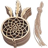 ARTIBETTER Mini Dream Catcher 20pcs Set, DIY Home Decoration Pendant Wooden Accessories Timber Wall Ornaments Dream Catcher (Beige, Third Pattern)