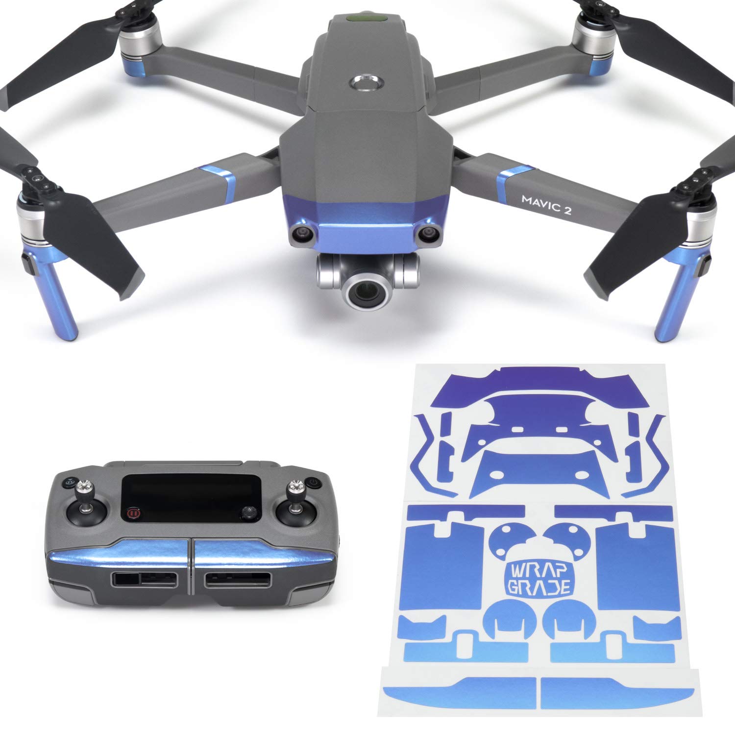 Wrapgrade Poly Skin Sticker compatible with DJI Mavic 2 | Accent Color (CELESTE BLUE)