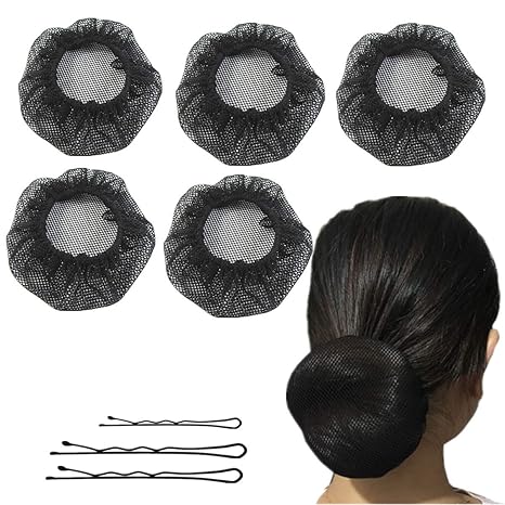 Mikibana Adults Reusable Hair Bun Nets Black Stretch Mesh For