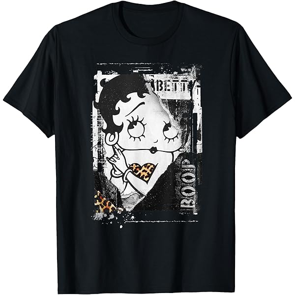 トップス Betty Boop 007 James Bond PARODY TEE Betty Boop Retro Cartoon Cheetah Print Heart Womens Top