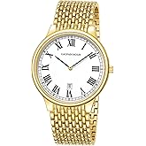 GAOFAN HOUR Watches for Men, Roman Disl Analog Quartz Gold Watch with Date Classic Business Style Waterproof with Tools