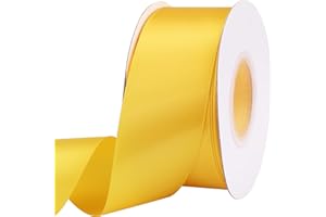 Baocuan 1-1/2 inch Yellow Satin Ribbon by 25 Yards Silk Ribbons Roll Craft Fabric Ribbon for Gift Wrapping, Satin Weddings,Floral Bouquets,Holiday Decorations