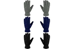 Geyoga 3 Pairs Kids Fleece Gloves Youth Winter Warm Glove Full Finger Toddler Mittens for Boys Girls Outdoor