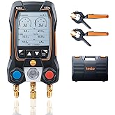 testo 550s AC Manifold Gauge Set &ndash; Manifold Gauges Hvac and Refrigeration &ndash; Incl. 2x testo 115i Pipe Clamp Thermometer - AC Recharge Kit with superheat, subcooling and Bluetooth
