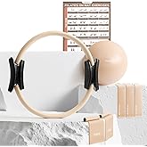 PhysKcal Pilates Kit, 15-Inch Pilates Ring with 1x Core Ball, 3X Resistant Loops and 2X Flex Bands, Home Pilates on Mat Essential Kit