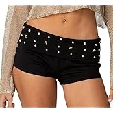 Women Fold Over Shorts Low Rise Foldover Shorts Slim Fit Cute Micro Lounge Short Micro Bottoms