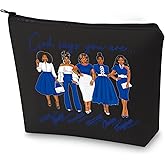 WZMPA Sorority Zeta Cosmetic Makeup Bag Finer Women Gift God Says You Are Sorority Makeup Zipper Pouch Bag Zeta Paraphernalia (God Says Zeta BL)