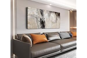 NINEASO Large Neutral Abstract Wall Art (Beige, Gallery Wrap, 120 X 60CM), Modern Abstract Artwork Pictures Wall Decor Retro 