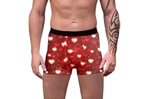Mens Underwear Heart Graphic Boxer Briefs Valentine's Day Breathable and Soft Trunks Men's Short Leg Boxers with Pouch