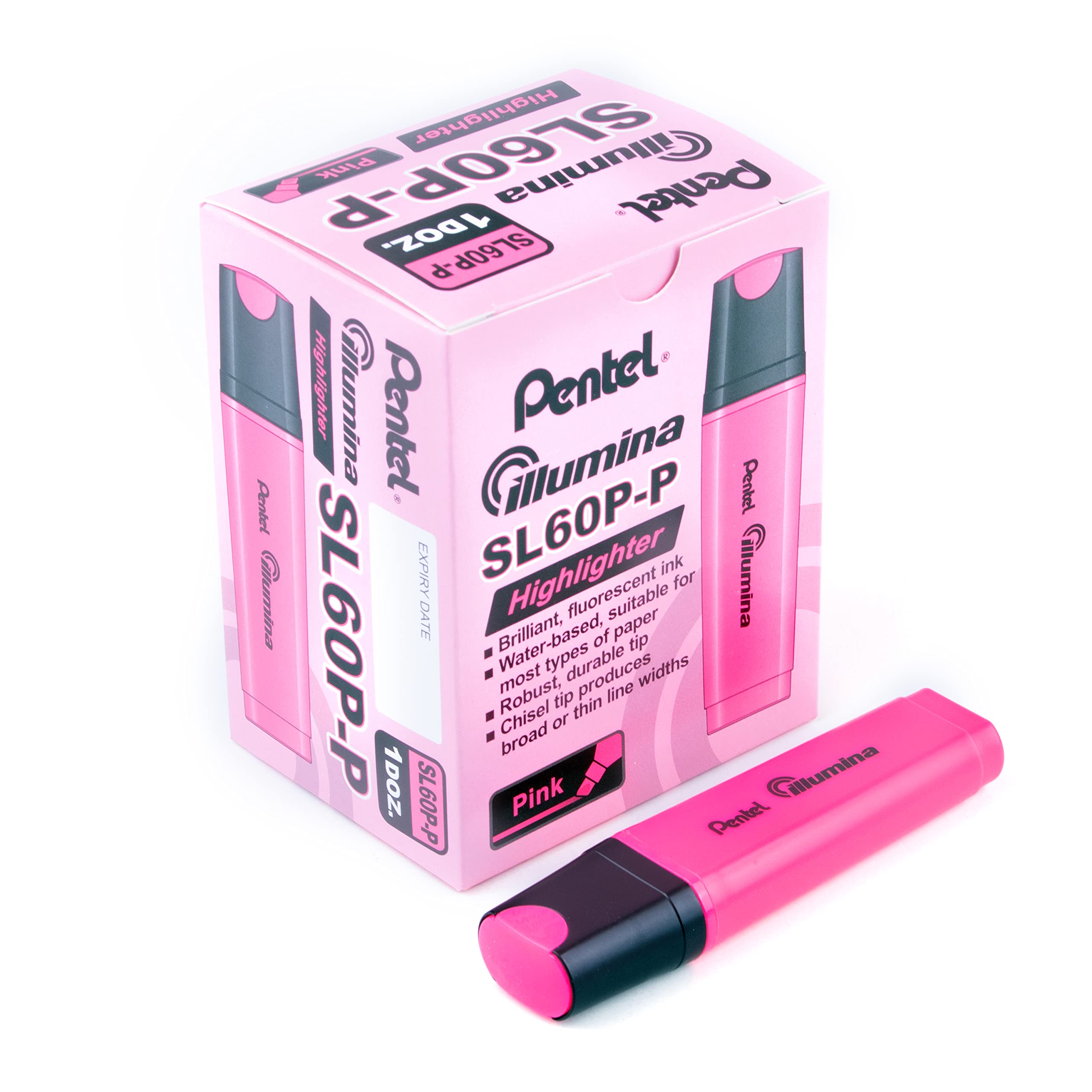 Pentel Illumina Highlighter - Pink (Pack of 12)