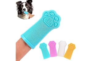 Dog Finger Toothbrush 4 Pack, Silicone Dog Toothbrush Kit for Medium & Large Dogs, Soft Pet Finger Toothbrush for Dog Dental 