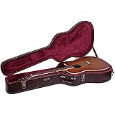 Crossrock Hard-Shell Wooden Guitar Case Fits Dreadnought Acoustic Guitars (Including J45)-Stainless Steel Latches, Sponge Lin