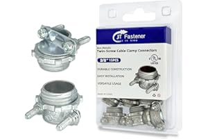 JIT FASTENER 3/8 Inch Non-Metallic (NM) Twin-Screw Cable Clamp Connectors, Zinc Die-Cast for Metallic Conduit Protect Cables,15 PCS