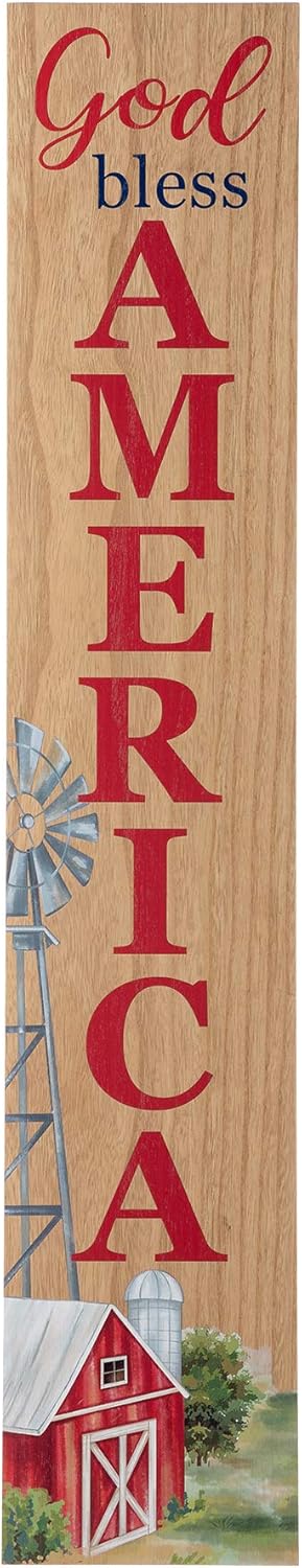 Glitzhome Wooden Welcome Sign for Front Door Porch Farmhouse Independence Day Wall Hanging God Bless America Sign Primitive Porch Sign for National Day 4th of July, 42”H: Everything Else
