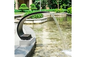 PONDO Swimming Pool & Garden Cascade Waterfall 304 Stainless Steel Fountain, Outdoor Spray Water Curtain for Pond, SPA, Garden Decoration (Black Powder Coated)