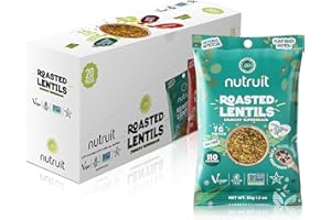 Nutruit Roasted Lentil Snack - Himalayan Salt & Black Pepper Healthy - Vegan, Gluten Free, Non-GMO, High Protein, Healthy On-The-Go, Low Calorie Lentils - 1.2oz Packs (20-Pack)