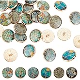 OLYCRAFT 24pcs 6 Styles Enamel Shank Buttons - 18mm Alloy, Tree Theme, Green, Gold, Vintage, Round, for DIY Sewing Crafts