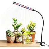 Sonamindary Grow Lights for Indoor Plants, Clip-On LED Clamp, Single Head | Flexible Metal Arm with Silicone Sleeve, 5700K Full Spectrum, CRI 85+, 4/8/12/18H Daily Timer, 5 Brightness Levels
