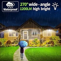 intelamp Solar Flood Lights - 2 Pack 6000mAh 1200LM
