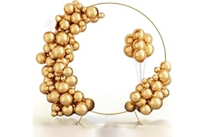 DQHKOW 7.2Ft Round Backdrop Stand Circle Balloon Arch Frame Kit for Wedding Flower Ring Party Background Decoration (Gold)