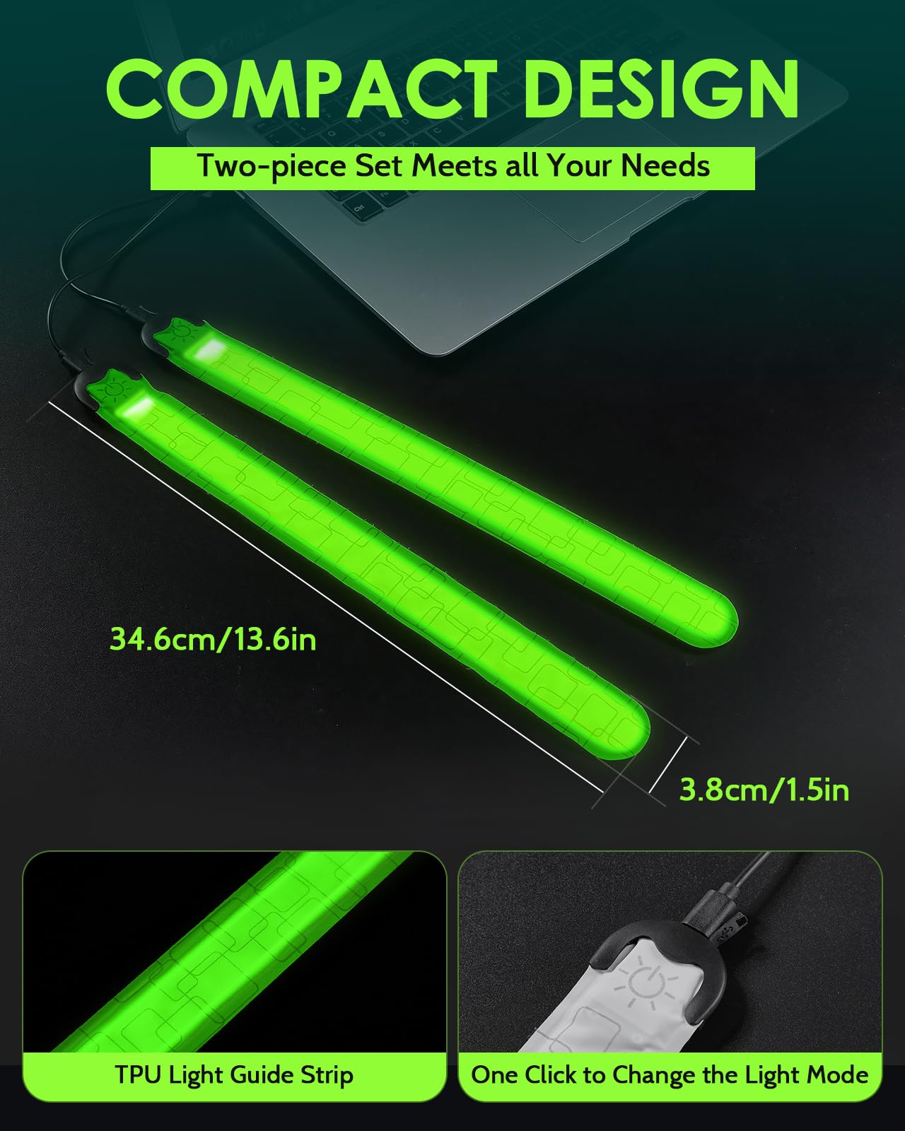 Fitense Rechargeable LED Armband 2-Pack, High Visibility Reflective Running Gear for Night Safety, 5 Colors & 3 Modes Light Up Armbands for Night Walking, Cycling, Running Gift for Women Men，White