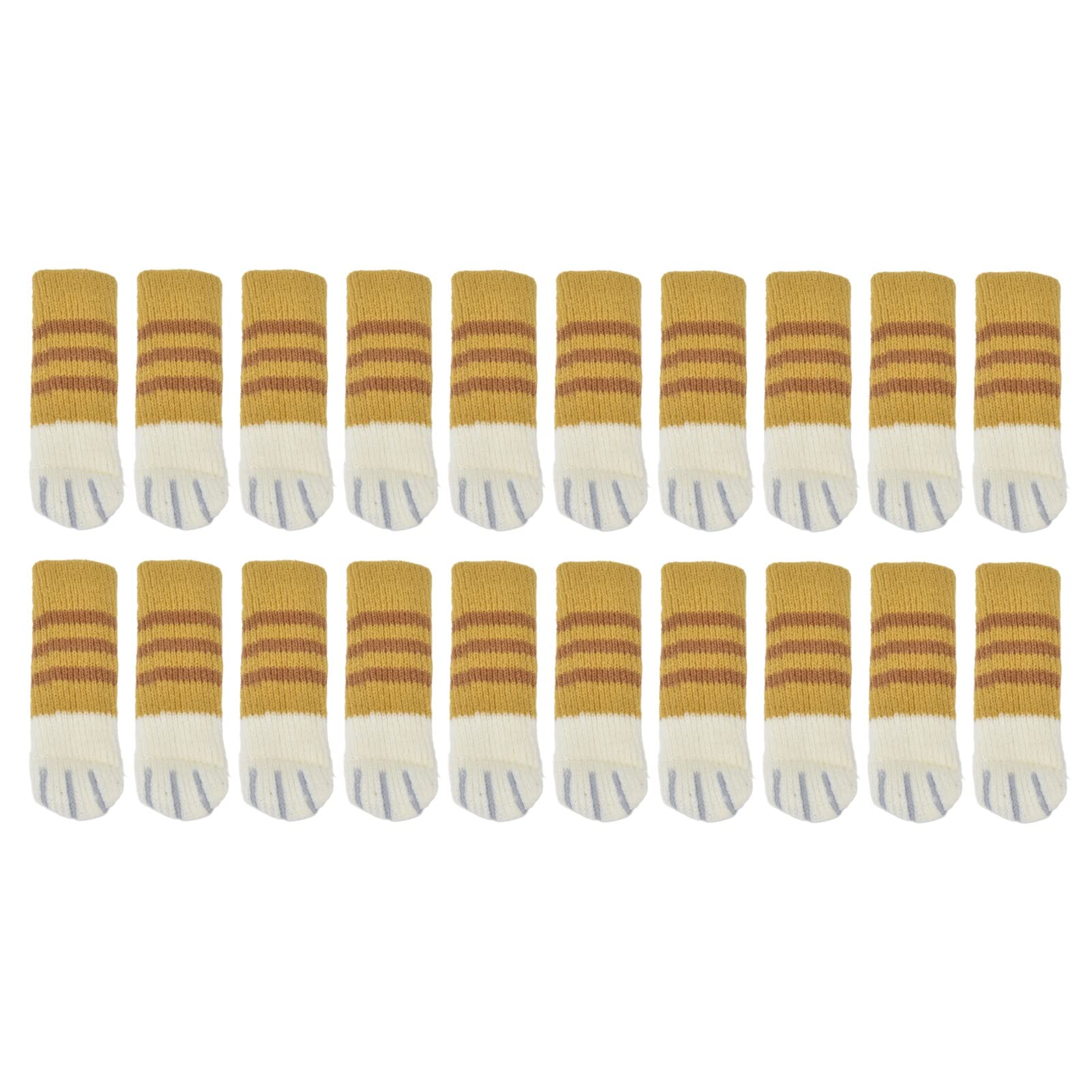 20pcs Knitted Chair Socks, High Elastic Knitted Thicken Cute Cat Paws Chair Leg Covers Furniture Leg Caps Antislip Anti Scratch Reduce Noise Chair Leg Floor Protectors(Ginger Stripes)