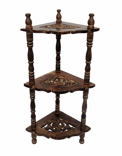 CLASSIC SHOPPE Wooden Folding 3-Tier Corner Shelves For Home Decor Multipurpose Display Stand