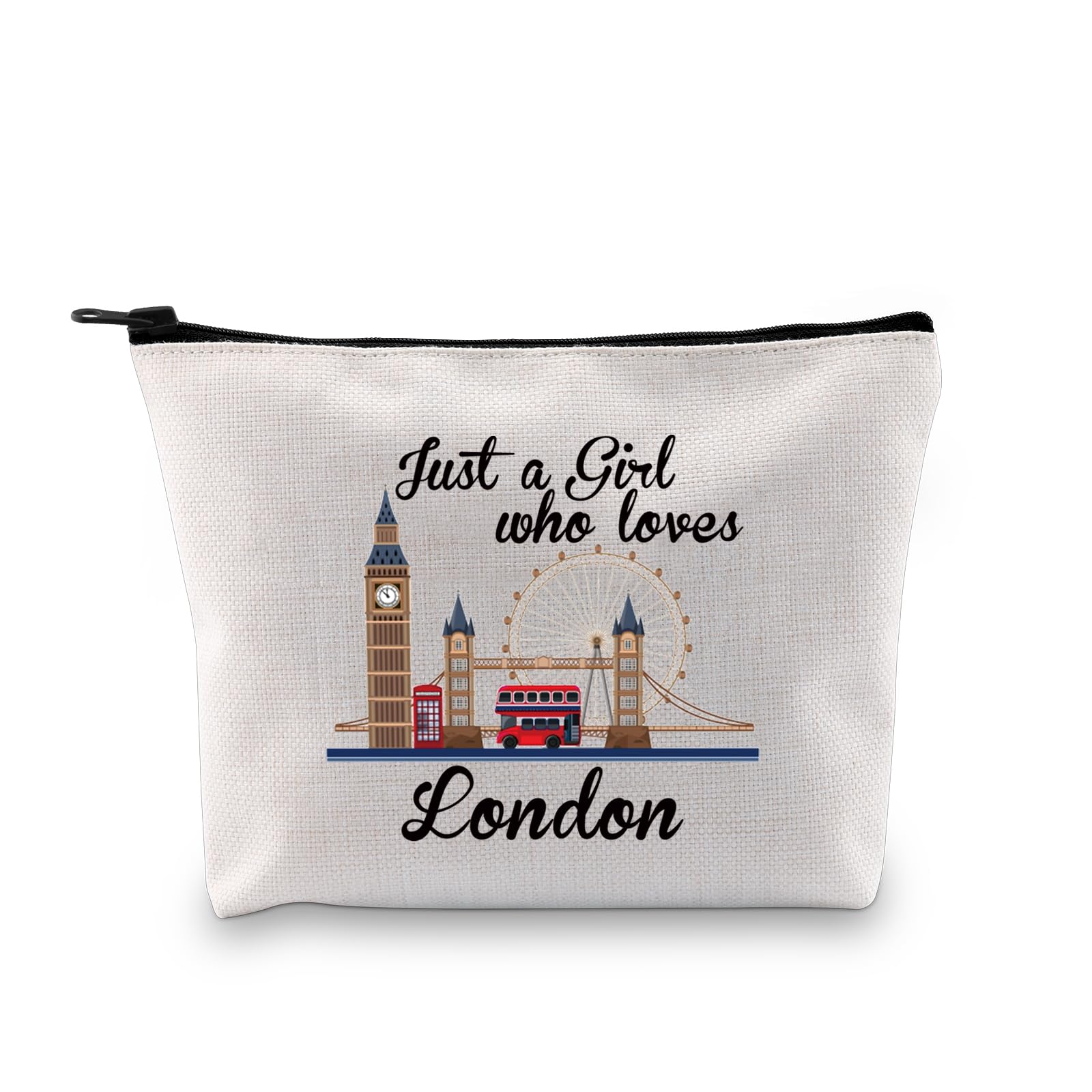 Loves London Makeup Bag - Travel Bag for Trip & Vacation Gift - Themed Zipper Pouch