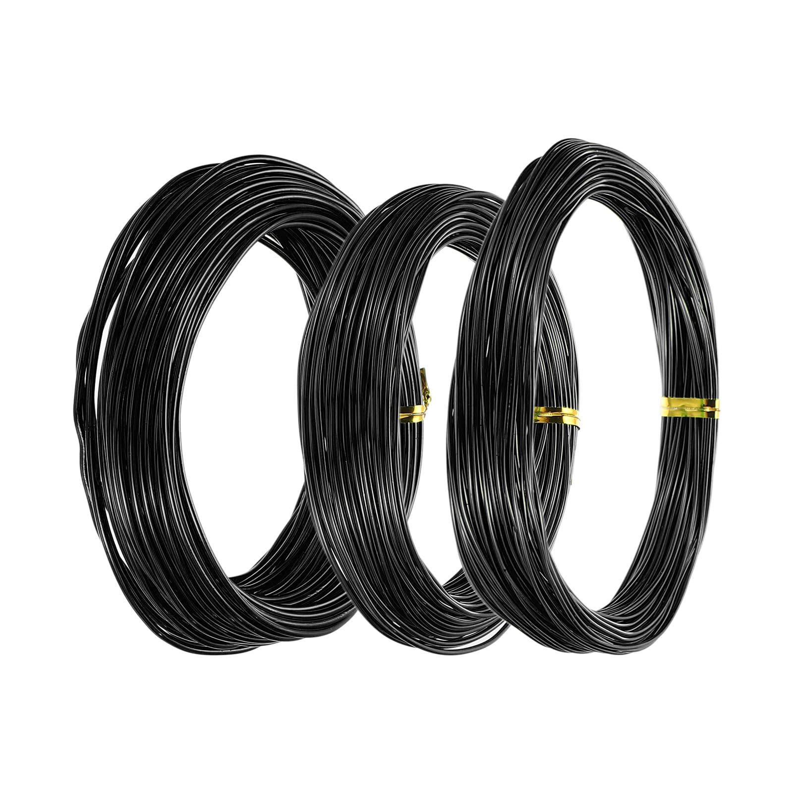 PATIKIL 1mm/1.5mm/2mm Bonsai Training Wire, 3 Roll Floral Wire Stems Anodized Aluminum Tree Wire 49.2 Feet for Gardening Branch Fixing, Black