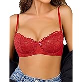 Avidlove Women's Sexy Lace Bra Sheer Balconette Underwire Unlined Everyday Bras Lingerie