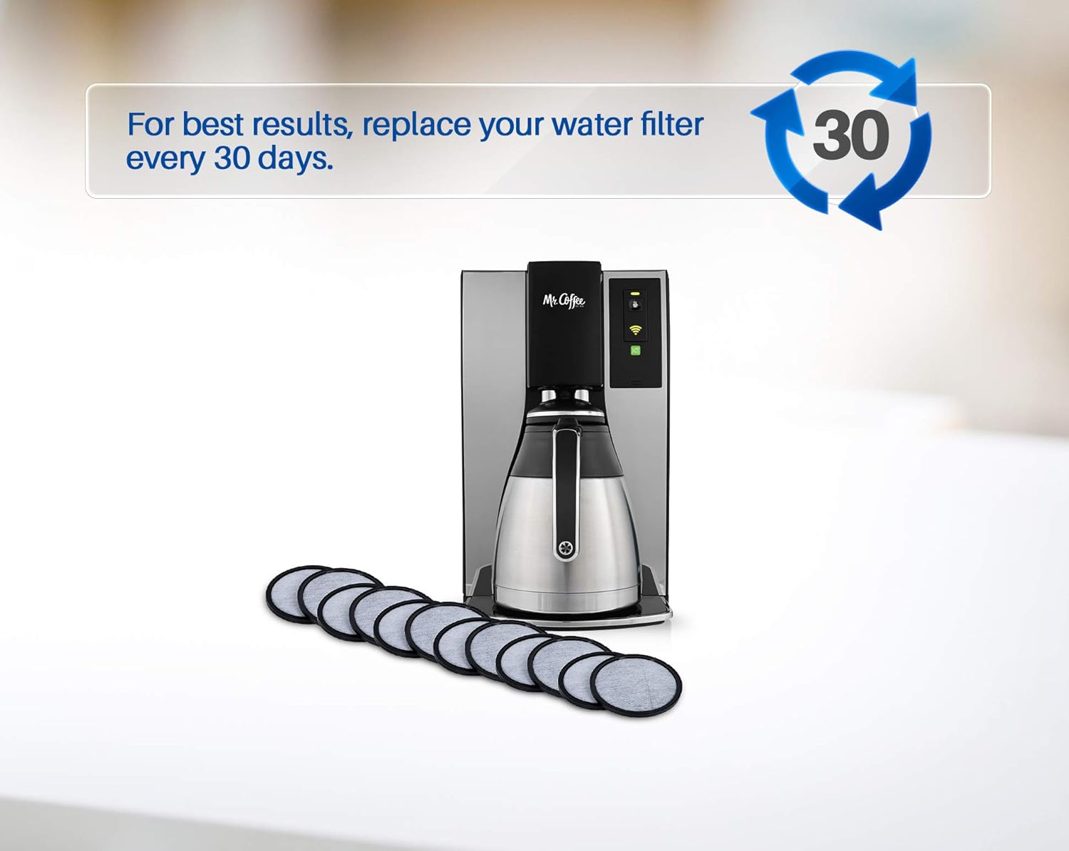K&J 12-Pack of Compatible Mr. Coffee Water Filter Discs - Universal Fit - Replacement Charcoal Water Filter Discs for Mr Coffee Coffee Brewers - Better Than OEM!: Kitchen & Dining