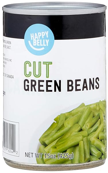 AMAZON BRAND – HAPPY BELLY CUT GREEN BEANS, 15 OUNCE (PACK OF 1)