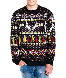 Tipsy Elves Men's Black Deer with Beer Ugly