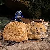 Garden Decor Cat Statue Outdoor Statue, Cat Figurines Garden Statues & Sculpture Decoration, Sleeping Cat Statue Decor for Patio, Porch and Lawn, Cat Gifts for Cat Lover and Women, Cat Memorial Stone