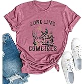Long Live Cowboys Shirts Women Western Vintage Graphic Tees Funny Letter Print Country Music Tshirt