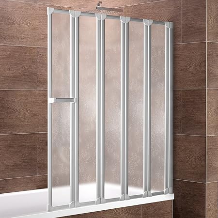Schulte Duschwand Bien inkl. Handtuchhalter, 115x140 cm, 5-teilig faltbar, Kunstglas Tropfen-Dekor, Profilfarbe alu-natur, Du