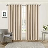 AMEHA Blackout Eyelet Curtains 66x72 In Cream Thermal Insulated 2 Panels view 2