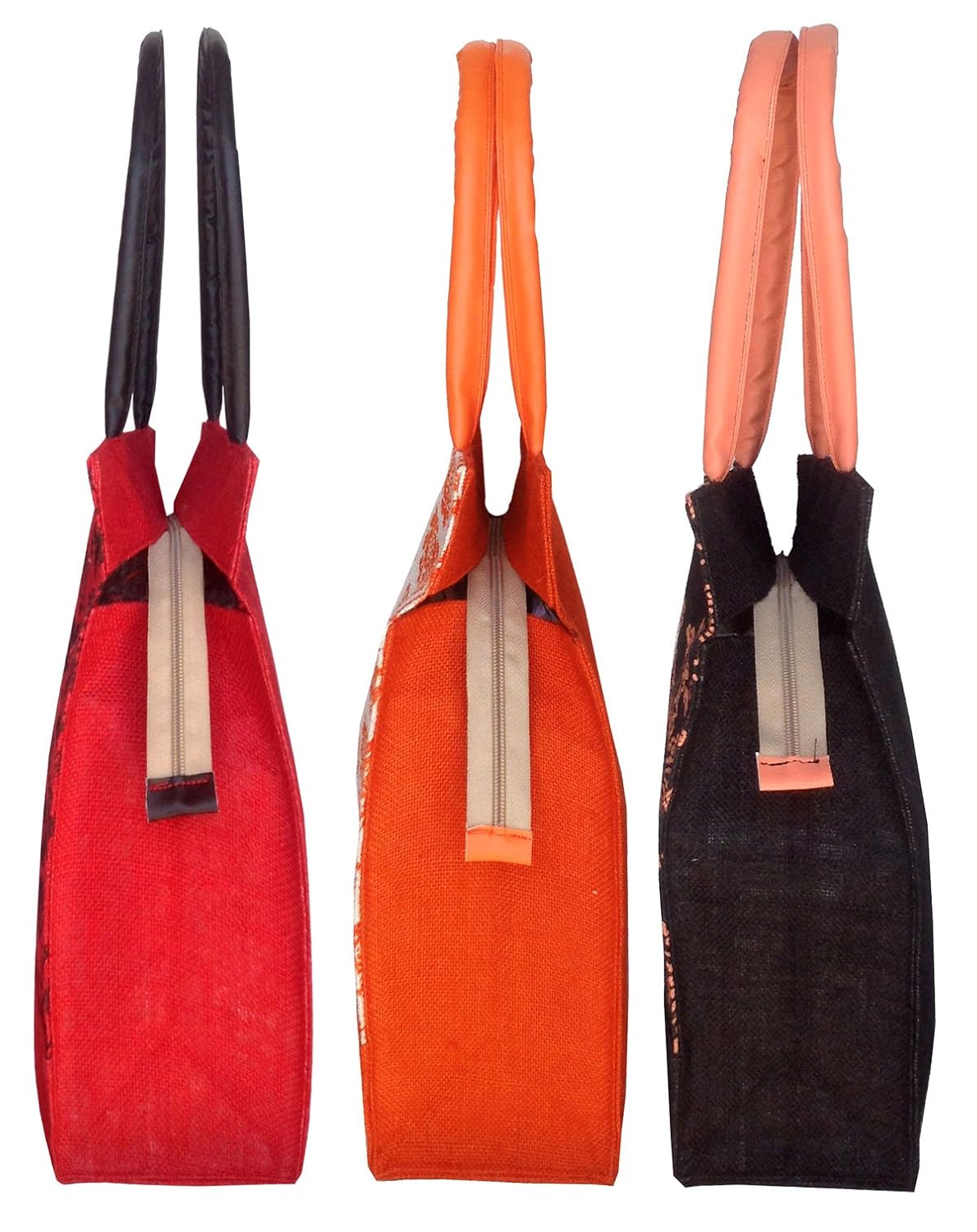 foonty daily use women jute lunch bags(combo of 3, multicolour,5023)