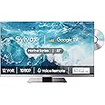 SYLVOX 12 Volt TV, 22" Smart TV with DVD Player Built in, 1080P Google TV System ATSC NTSC WiFi Bluetooth HDMI USB, AC/DC Powered, 12V TV for RV Camper Boat Coastal Home (Marine Series)