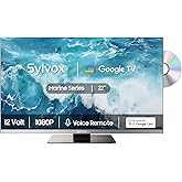 SYLVOX 12 Volt TV, 22" Smart Television with DVD Player Built in, 1080P Google OS ATSC NTSC WiFi Bluetooth HDMI USB, AC/DC Po