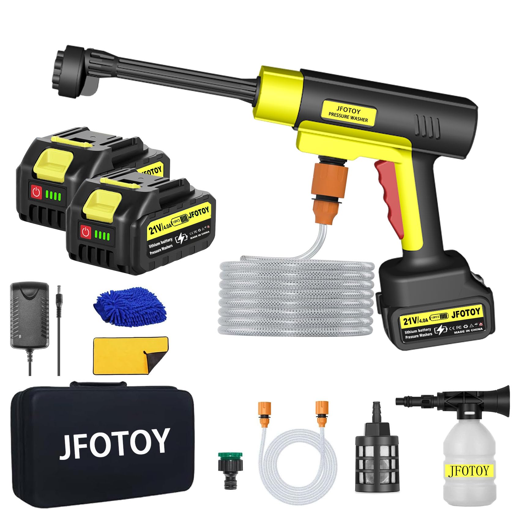 Photo 1 of Portable Cordless Pressure Washer, 1200 PSI Portable Power Washer Can be Connected Directly to The Tap with 2 Battery, 6 in 1 Nozzle, 33FT Hose, for Car, Fence, Floor, Patio