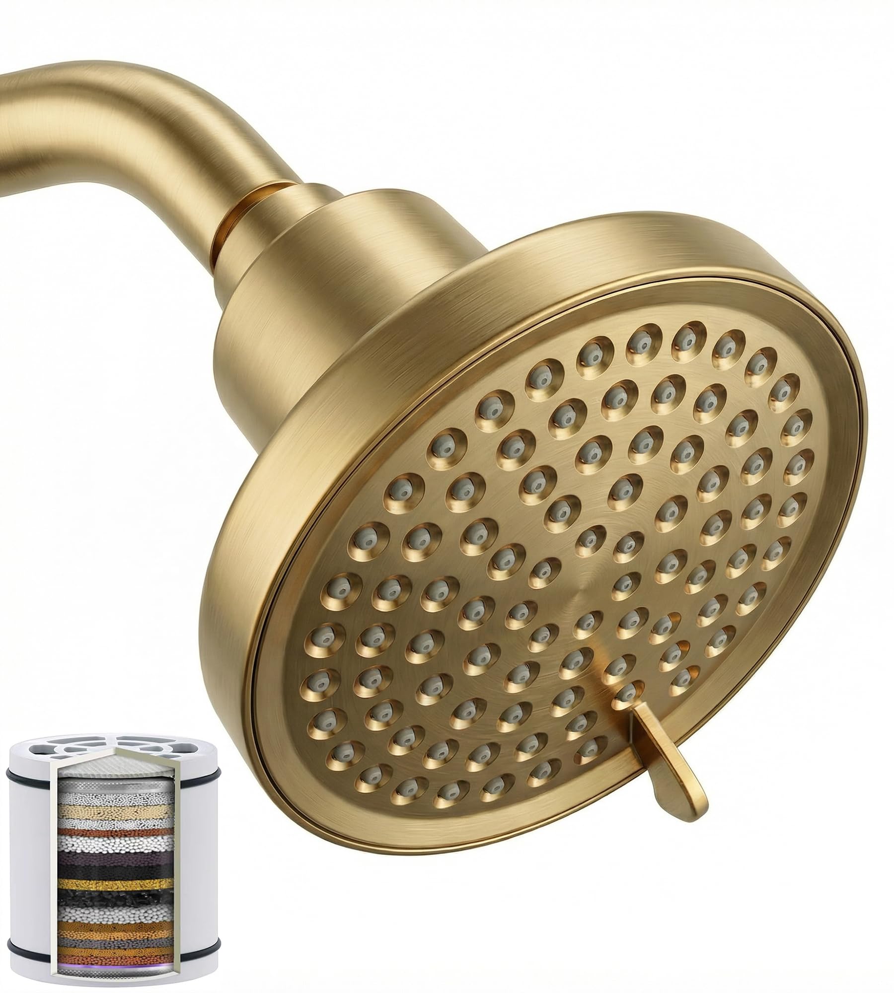 Photo 1 of ***MISSING PARTS***
WCQQ Fixed Shower Head ? Filter COMBO ! Anti - Chlorine Hard Water Filtered Shower Heads- 7 Sprays High Pressure Showerheads with 25 Stage Filtration (Brushed Gold)