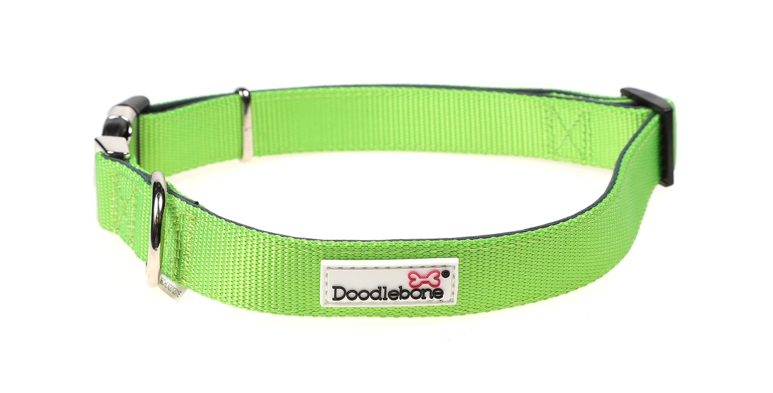 Doodlebone – Padded Dog Collar – Adjustable Breathable Comfort Collar with Reflective Stitching, Strong D Ring & Durable Metal Buckle for Daily Walks – Size 6-11 50–70cm - Apple