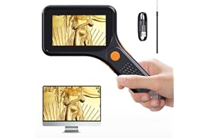 Digital Microscope 3.0 in IPS Color Screen, 500X Portable Handheld Magnifying Microscope with Lights, Pocket Microscope Glass