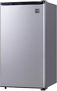 RCA RFR322-B RFR322 3.2 Cu Ft Single Door Mini Fridge with Freezer, Platinum, Stainless