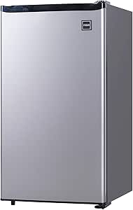 RCA RFR322-B RFR322 3.2 Cu Ft Single Door Mini Fridge with Freezer, Platinum, Stainless