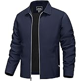 TACVASEN Mens Lightweight Windbreaker Full Zip Up Laydown Collar Jackets Light Casual Coat with Zip Pockets