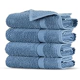 Towel Bazaar Premium Cotton Super Soft and Absorbent Turkish Towels (4-Piece Washcloth, Wedgewood)